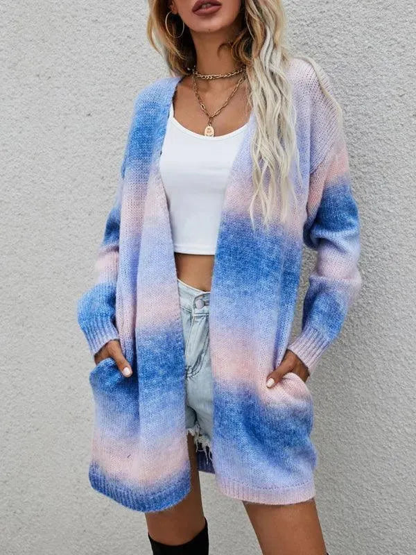 Gradient Tie-Dye Women Cardigan Sweater - Cardigan Sweater - LeStyleParfait