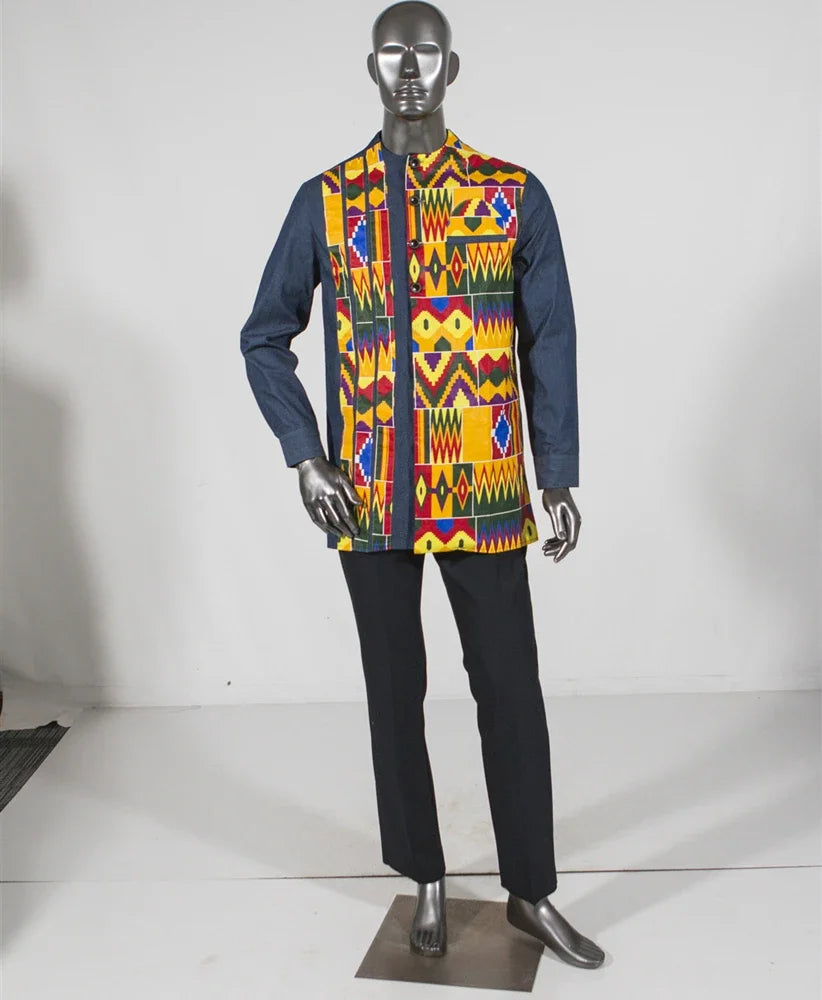 Green Black Cotton African Shirt-Men Shirts-LeStyleParfait