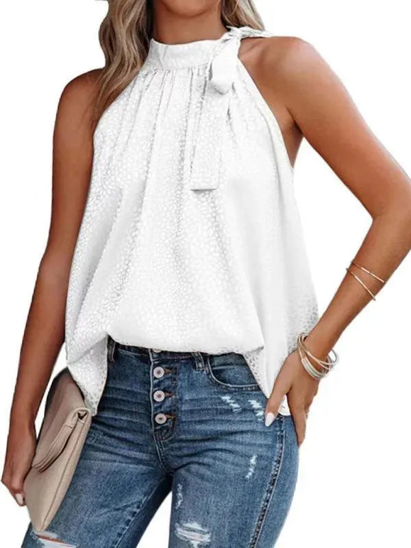 Halter Neck Bow Tie Women Top - Women Tops & Blouses | LeStyleParfait-Women Tops