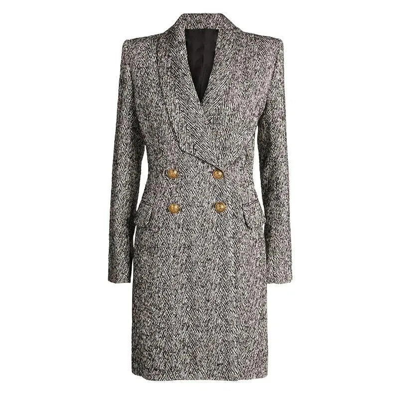 Herringbone Winter Coat For Women - Coat - LeStyleParfait
