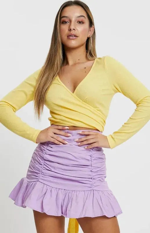 High-Waisted Pleated Ruffle Mini Skirt - Pleated Ruffle Mini Skirt - LeStyleParfait