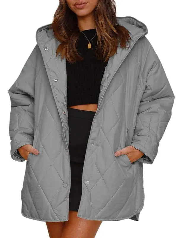 Hooded Quilted Coat Women-Quilted Coat-LeStyleParfait