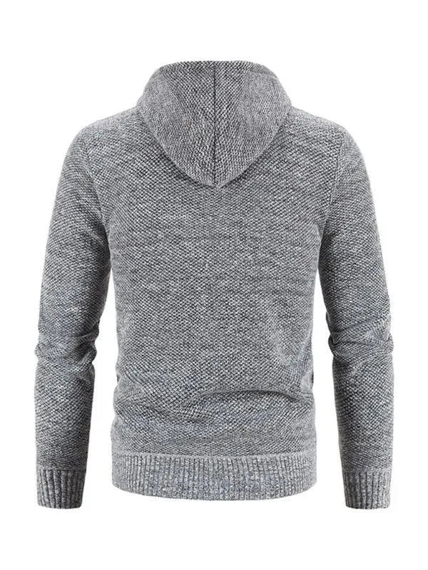 LeStyleParfait Men's Sweaters Casual Cardigan Plain-Solid Hood Long Sleeves-Cardigan Sweater
