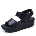 Hook Loop Leather Wedge Sandals - Sandals - LeStyleParfait