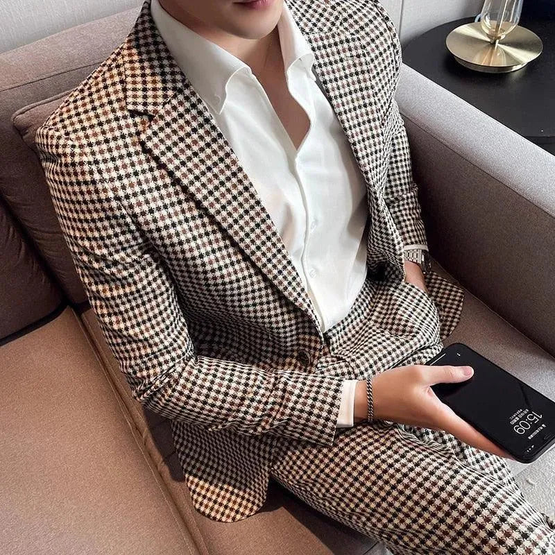 Houndstooth Prom Suit - Men's Suit - LeStyleParfait