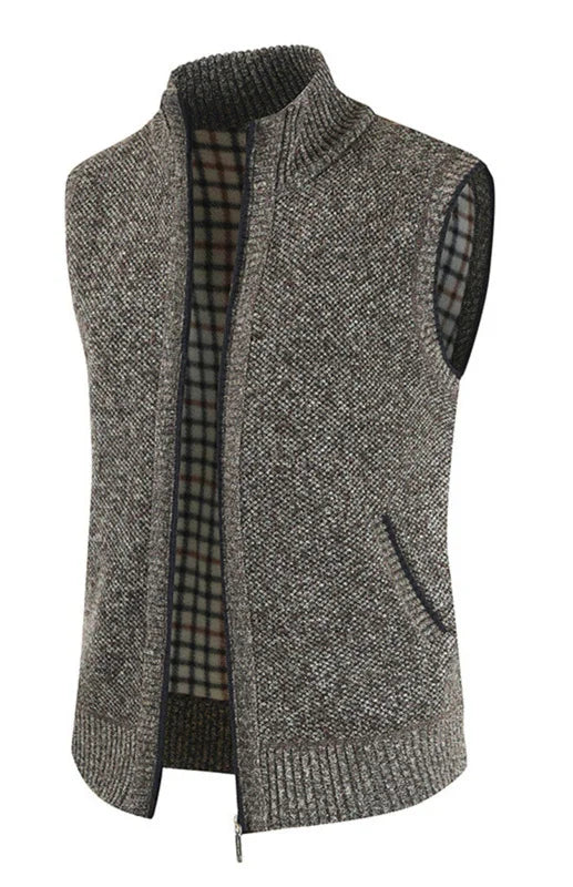 Men's High-Neck Zip Knit Vest