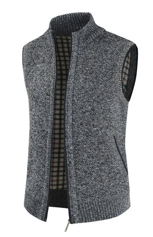 Men's High-Neck Zip Knit Vest