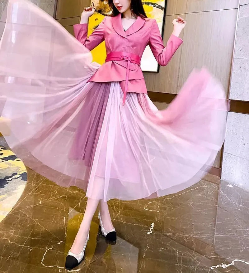 Irregular Blazer Skirt Suit - Skirt Suit - LeStyleParfait