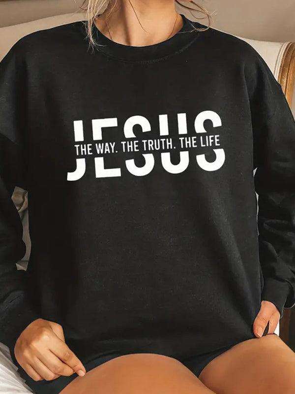 JESUS Print Women Sweatshirt - Women Sweatshirt - LeStyleParfait