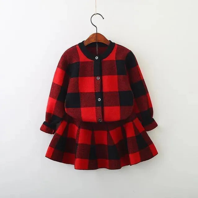 Kids Clothing Set Girls Plaid Skirt Suit - Kids Clothing Set - LeStyleParfait