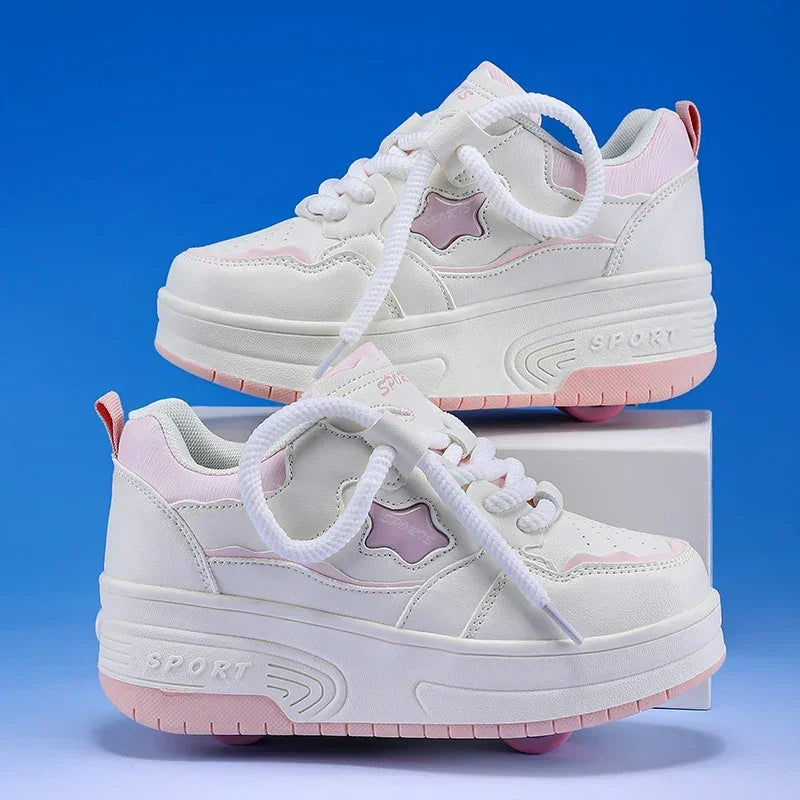 Kids' Sneakers - Platform Sneakers - Lace-Up All-Season Shoes