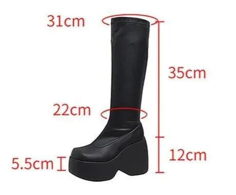 Knee-High Platform Wedge Boots - Wedge Shoes - LeStyleParfait