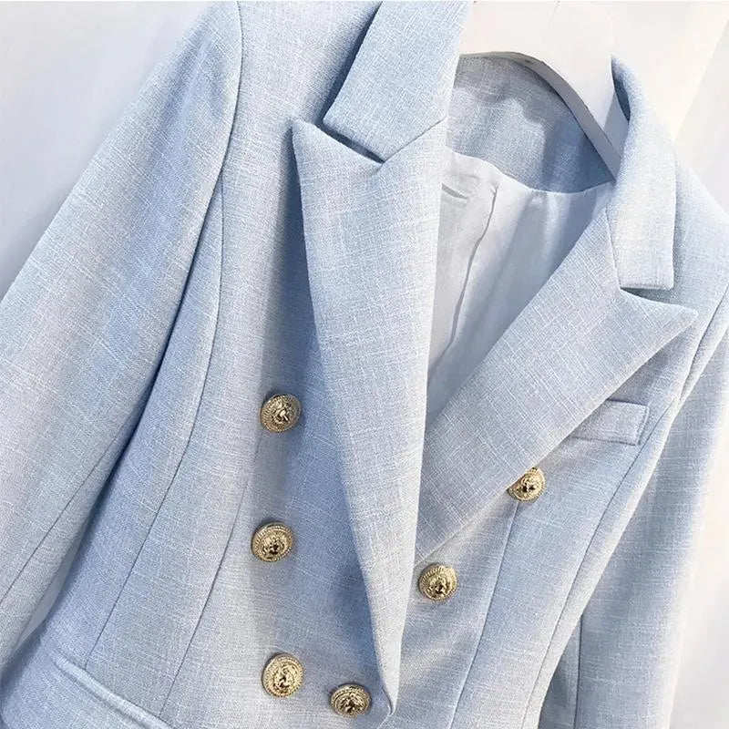 La Douce Double Breasted Blazer Women - Casual - Plain-Solid - Double-Breasted Blazer - LeStyleParfait