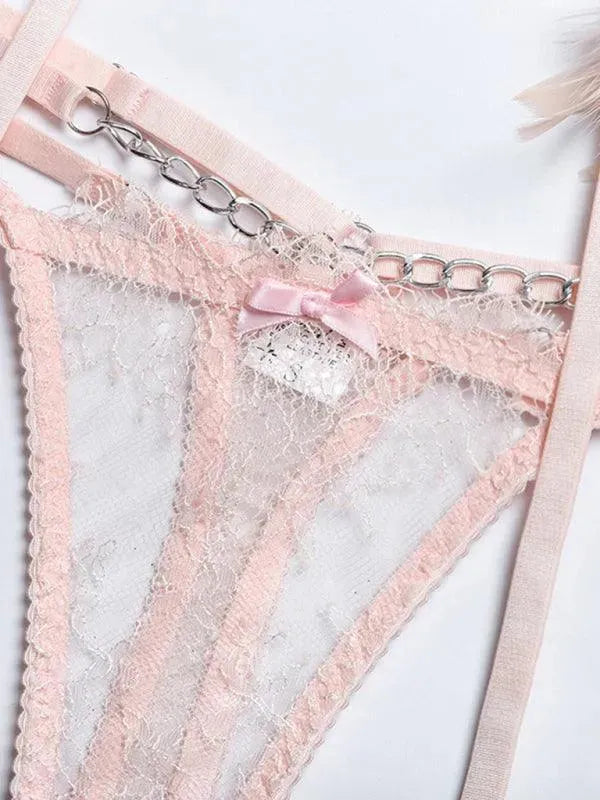 Lace Feather Lingerie Set - Lingerie Set - LeStyleParfait