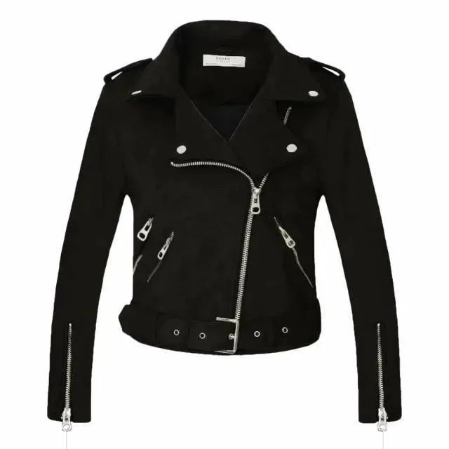 Lady Biker Suede Leather Jacket - Leather Jacket - LeStyleParfait
