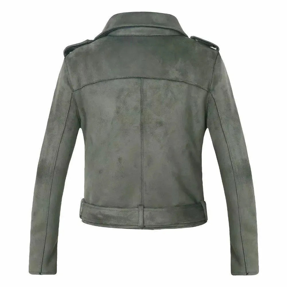 Lady Biker Suede Leather Jacket - Leather Jacket - LeStyleParfait