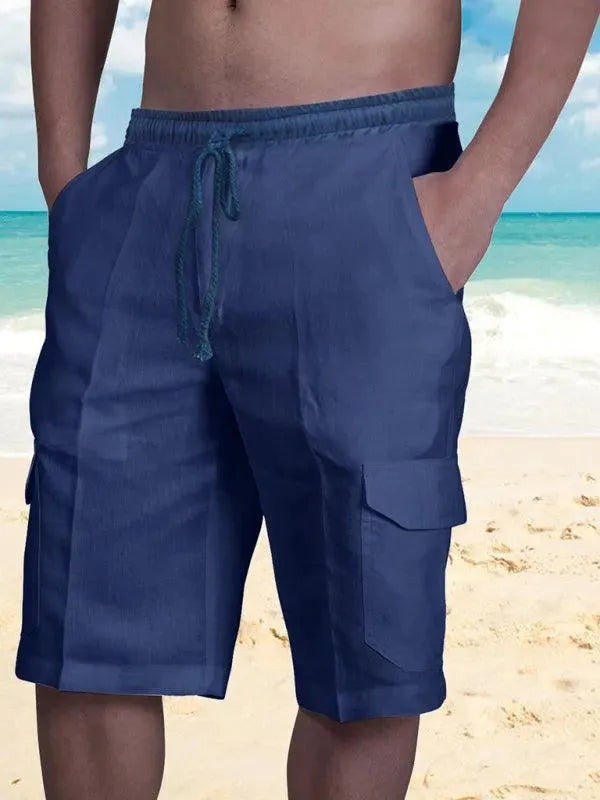 Men Linen Cargo Shorts - Shorts - LeStyleParfait
