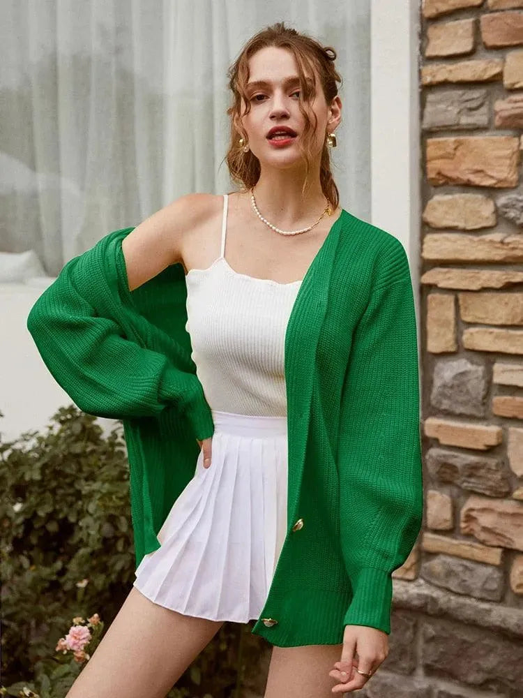 Lantern Sleeves Cardigan Sweaters - Cardigan Sweater - LeStyleParfait