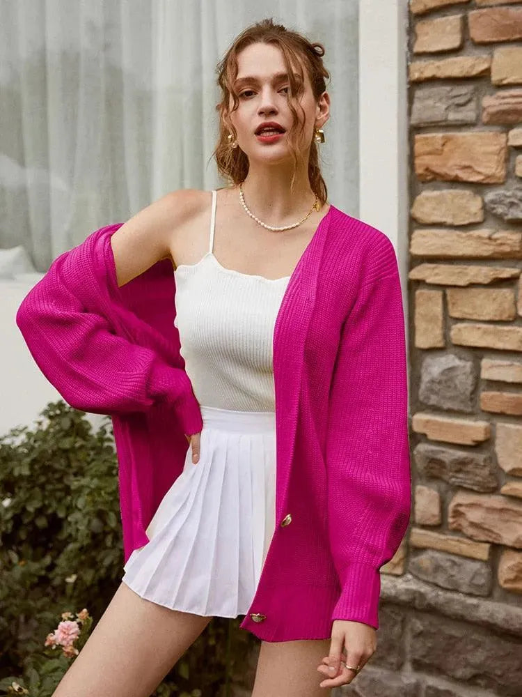 Lantern Sleeves Cardigan Sweaters - Cardigan Sweater - LeStyleParfait