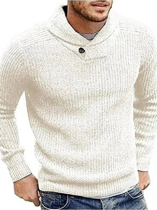 Lapel Button V-Neck Men Pullover Sweater - Pullover Sweater - LeStyleParfait
