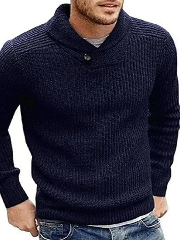 Lapel Button V-Neck Men Pullover Sweater - Pullover Sweater - LeStyleParfait