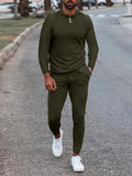 Lapel Long Sleeve Casual Men Outfit Set - Casual Outfit Set - LeStyleParfait