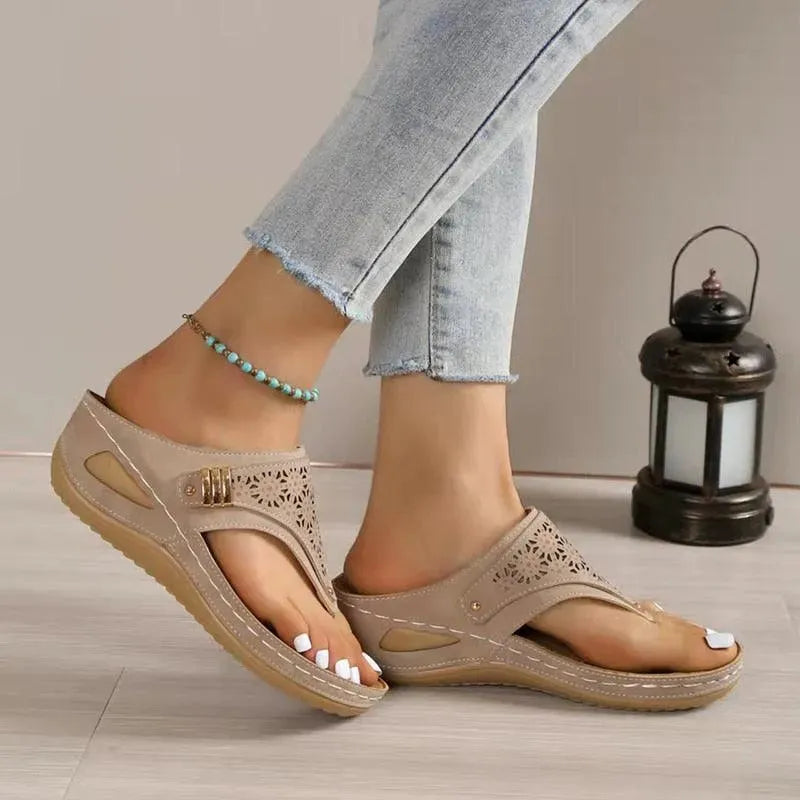 Layered Leather Wedge Sandals - Wedge Shoes - LeStyleParfait