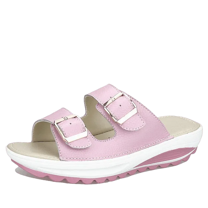 Leather Slip On Wedge Sandals - Sandals - LeStyleParfait