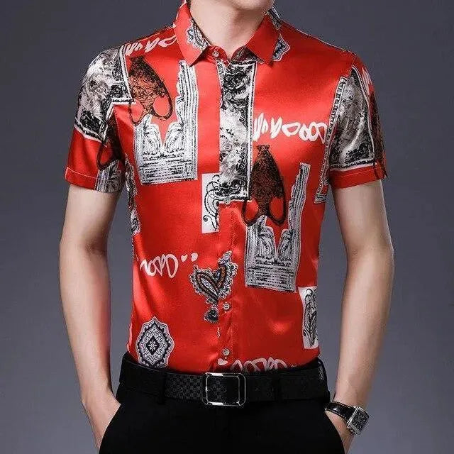 Lee Roth Vintage Silk Shirt For Men - Short Sleeve Shirt - LeStyleParfait