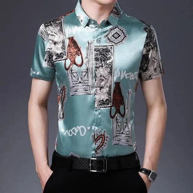 Lee Roth Vintage Silk Shirt For Men - Short Sleeve Shirt - LeStyleParfait