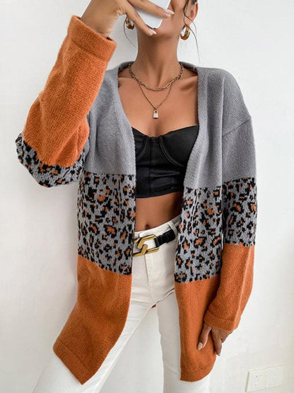 Leopard Contrast Women Cardigan Sweater - Cardigan Sweater - LeStyleParfait