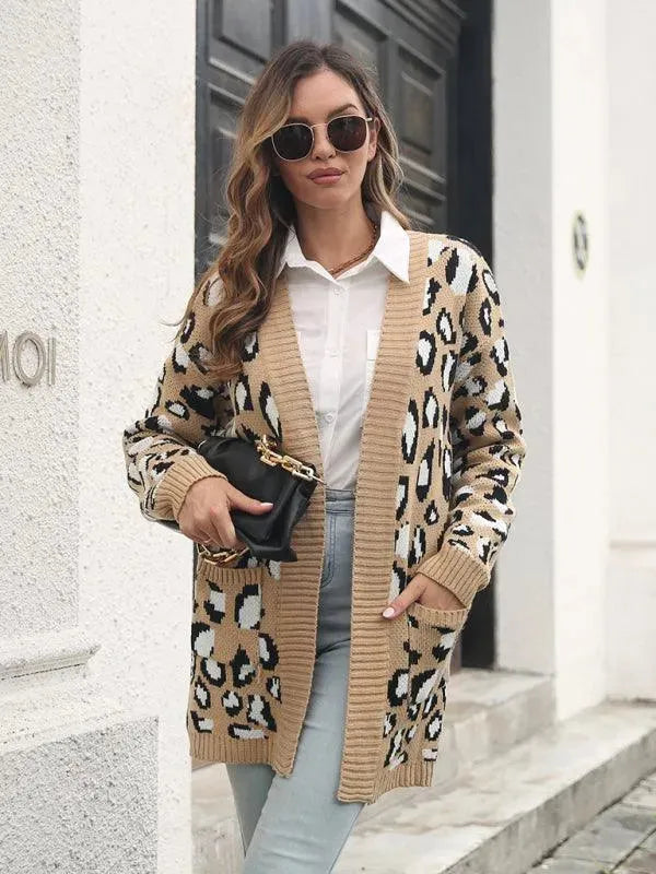 Leopard Jacquard Cardigan Sweater - Cardigan Sweater - LeStyleParfait