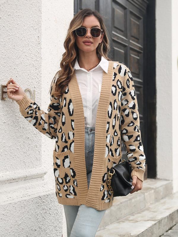 Leopard Jacquard Cardigan Sweater - Cardigan Sweater - LeStyleParfait