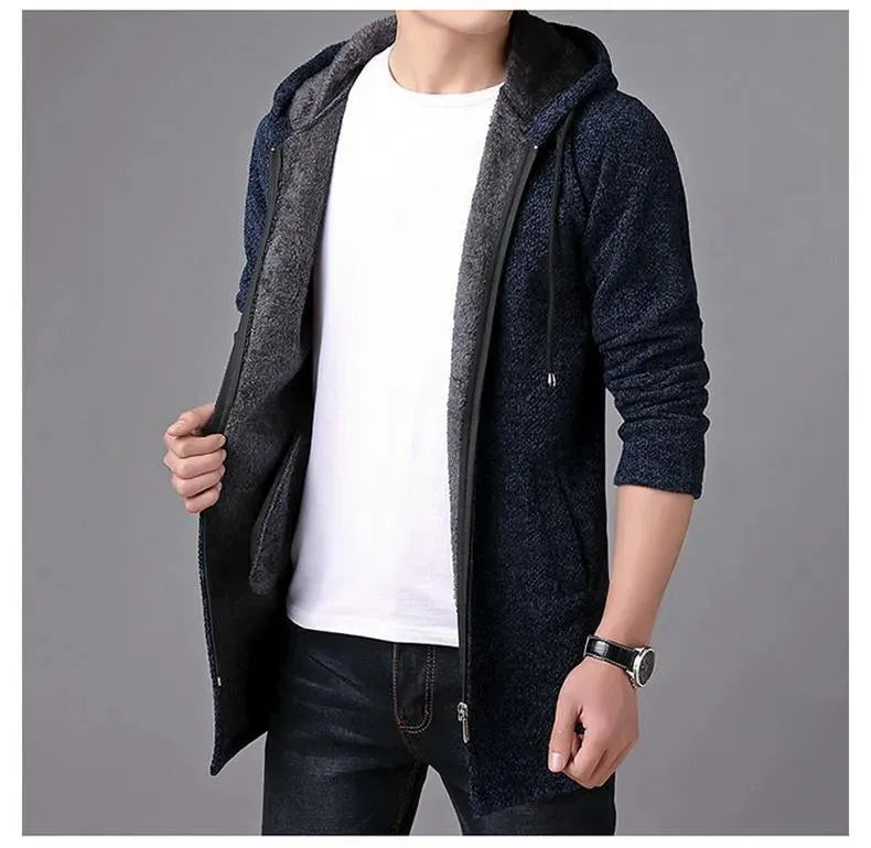 Long Hooded Cardigan Sweater For Men - Cardigan Sweater - LeStyleParfait