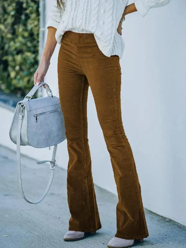 Loose Corduroy Flared Women Pants - Women Pants - LeStyleParfait