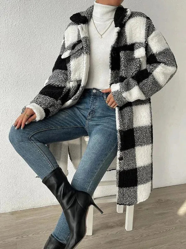 Loose Plaid Women Winter Shirt - Shirt Jacket - LeStyleParfait