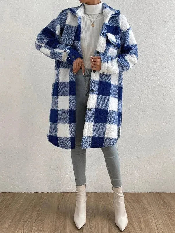Loose Plaid Women Winter Shirt - Shirt Jacket - LeStyleParfait