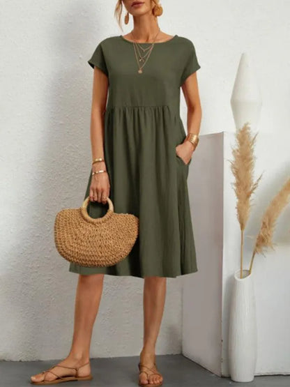 Loose Short Sleeve Summer Dress-LeStyleParfait