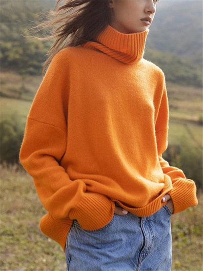 Loose Turtleneck Sweater - Pullover Sweater - LeStyleParfait