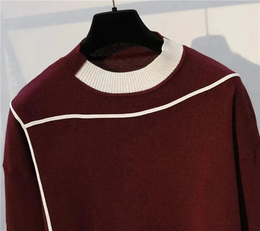 LSP SWEATER Chic Women Casual Striped Two-Piece Sweater Set
