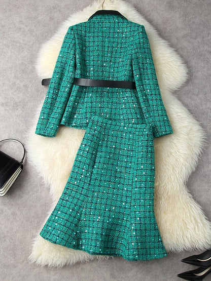 Luxury Sequins Tweed Skirt Suit - Skirt Suit - LeStyleParfait