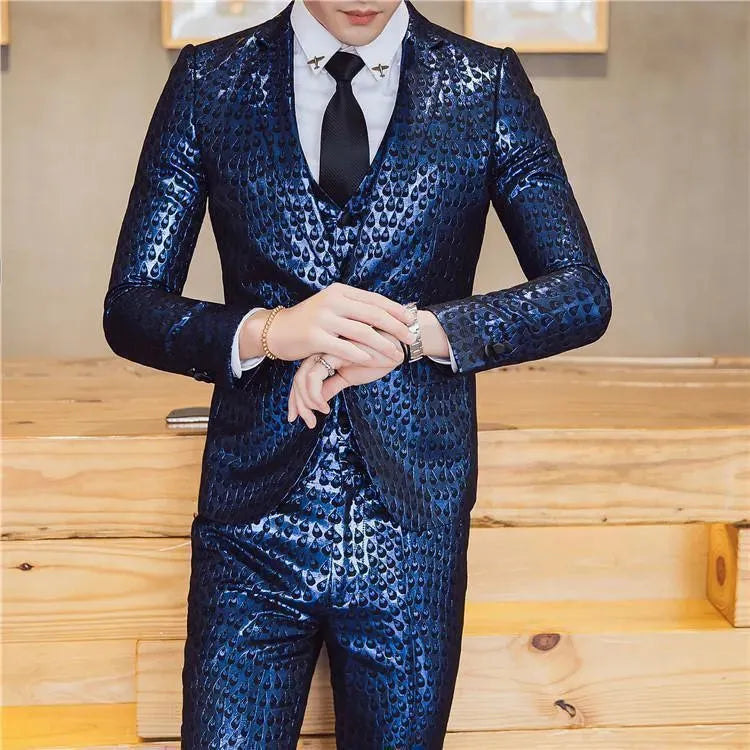 M. Jagger Jacquard Three Piece Suit - Three Piece Suit - LeStyleParfait
