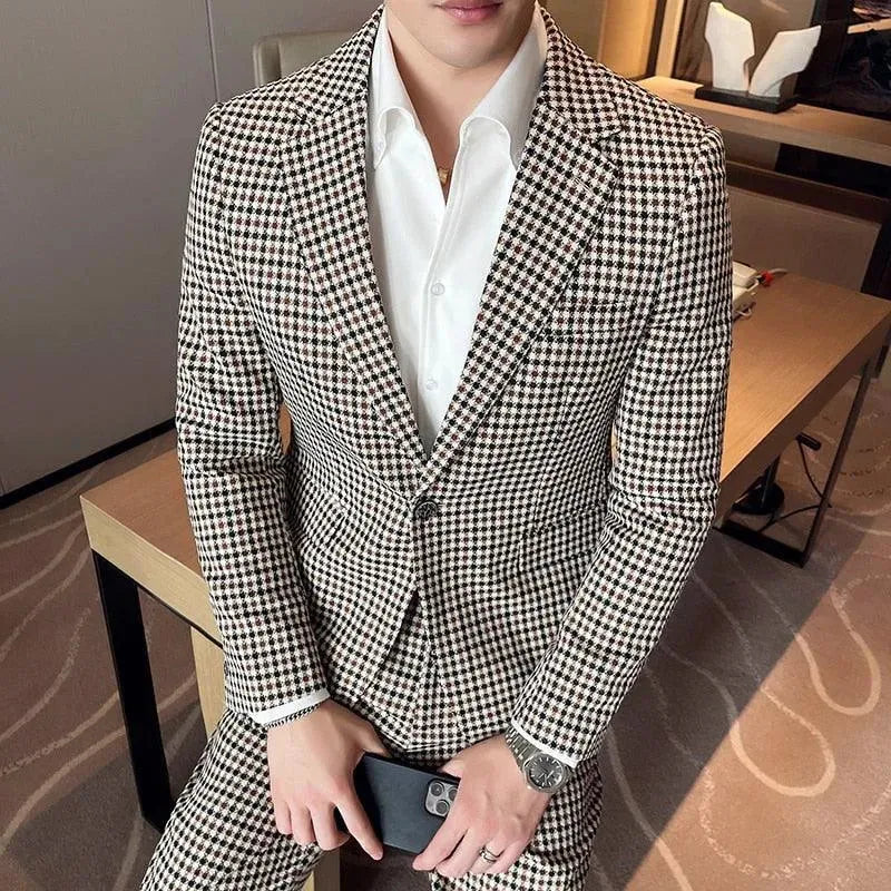Houndstooth Prom Suit - Men's Suit - LeStyleParfait