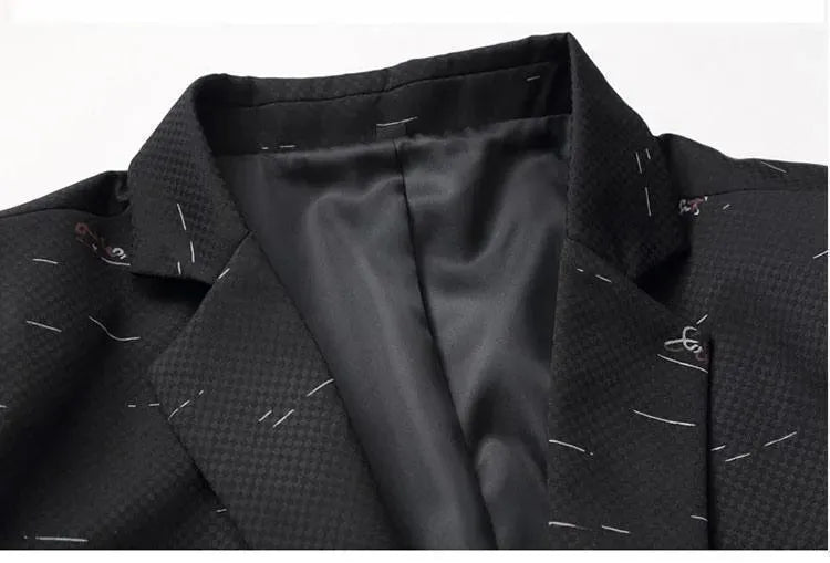 Men Blazer - Casual Blazer With White Prints - Men's Blazer - LeStyleParfait