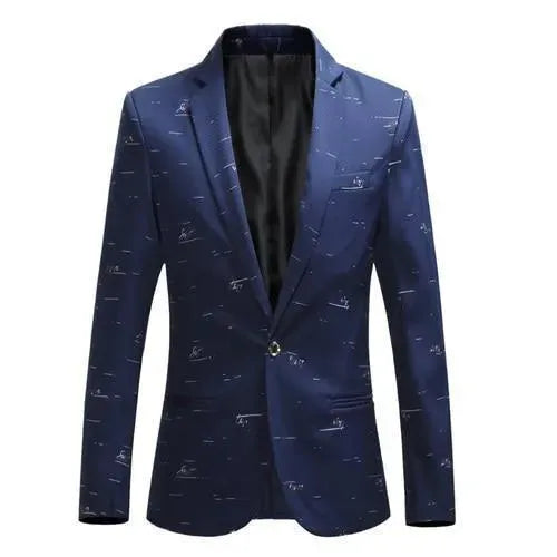 Men Blazer - Casual Blazer With White Prints - Men's Blazer - LeStyleParfait