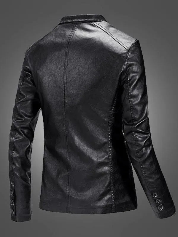 Men Blazer - Casual Leather Slim Fit Blazer - Leather Blazer - LeStyleParfait