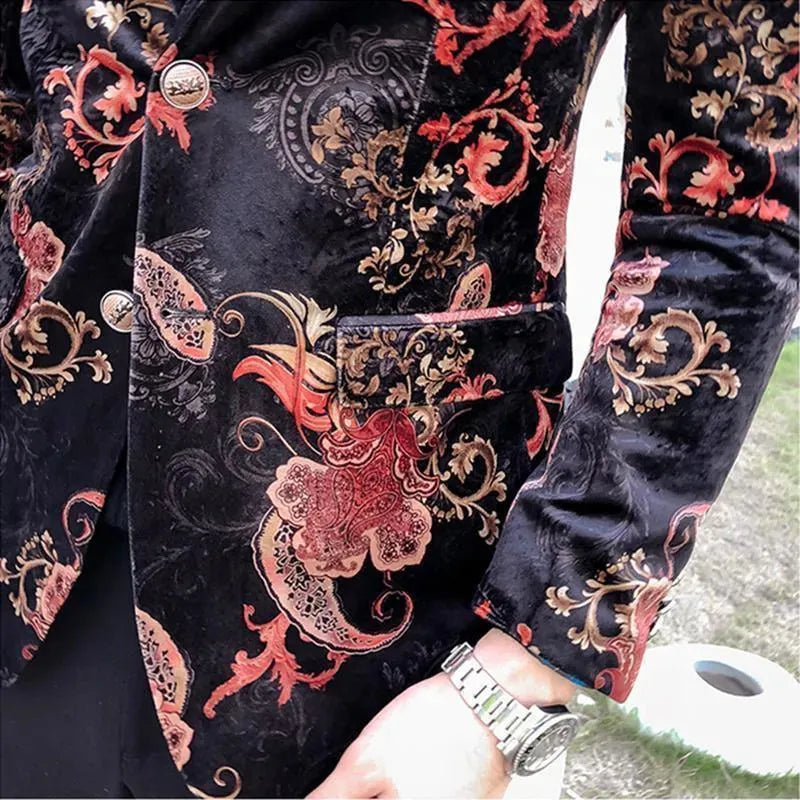 Men Blazer - Coral Print Blazer - Floral Blazer - LeStyleParfait
