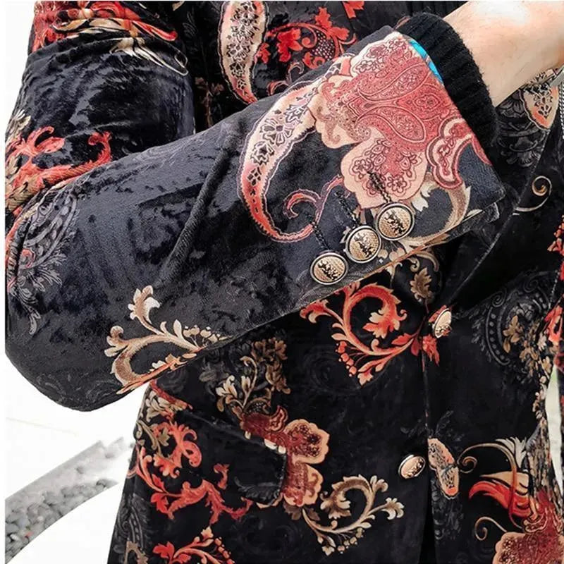 Men Blazer - Coral Print Blazer - Floral Blazer - LeStyleParfait