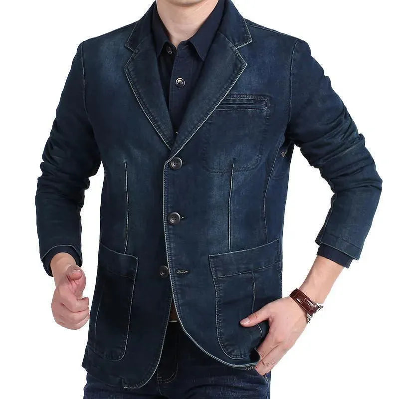Men Blazer - Cowboy Denim Jeans Blazer - Denim Blazer - LeStyleParfait