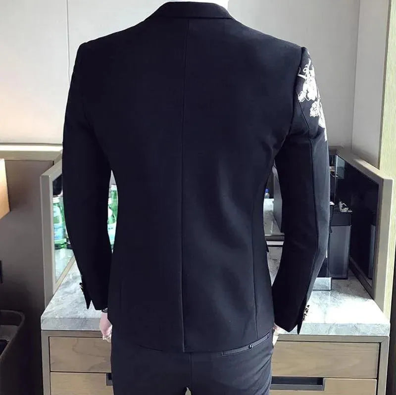 Men Blazer - Floral Gold Print Casual Blazer - Floral Blazer - LeStyleParfait